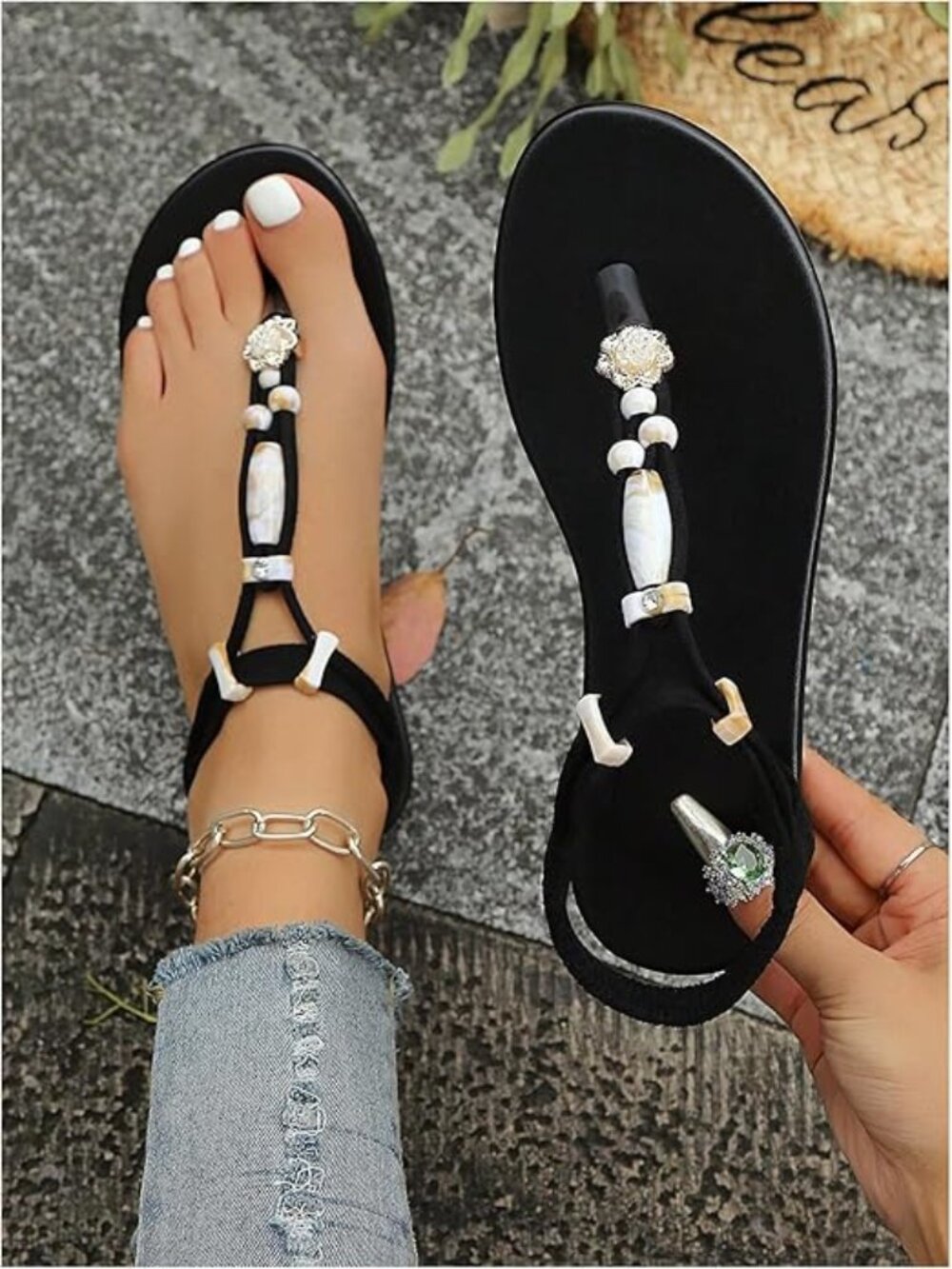 Rhinestone Open Toe Summer Sandals